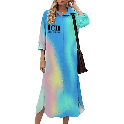 Women's Shift Dress Midi Dress Rainbow 3/4 Length Sleeve Color Gradient Letter Button Print Fall Spring Shirt Collar Casual Fashion 2022 S M L XL XXL 3XL
Women's Shift Dress Midi Dress Rainbow 3/4 Length Sleeve Color Gradient Letter Button Print Fall Spring Shirt Collar Casual Fashion 2022 S M L XL XXL 3XL