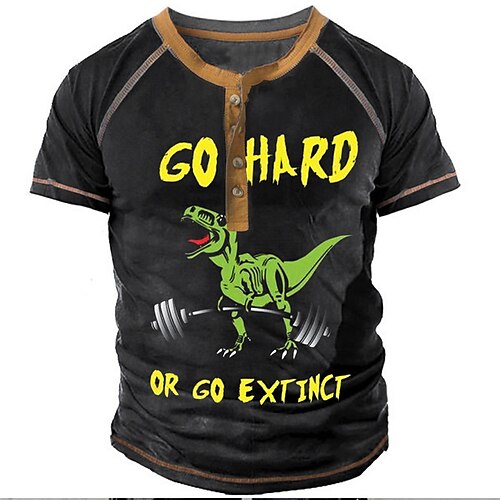 Men's Henley Shirt T shirt Tee 3D Print Graphic Patterned Dinosaur Henley Street Casual Button-Down Print Short Sleeve Tops Designer Basic Classic Comfortable Black / Summer
Men's Henley Shirt T shirt Tee 3D Print Graphic Patterned Dinosaur Henley Street Casual Button-Down Print Short Sleeve Tops Designer Basic Classic Comfortable Black / Summer