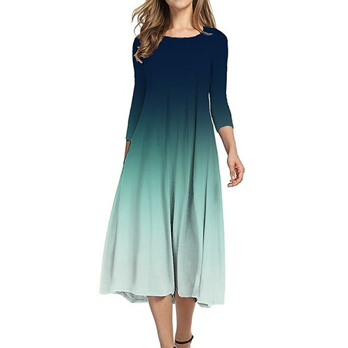 Women's Shift Dress Midi Dress Green Blue 3/4 Length Sleeve Floral Color Gradient Ruched Print Fall Spring Round Neck Casual Vacation 2022 S M L XL XXL 3XL
Women's Shift Dress Midi Dress Green Blue 3/4 Length Sleeve Floral Color Gradient Ruched Print Fall Spring Round Neck Casual Vacation 2022 S M L XL XXL 3XL