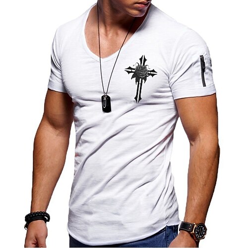 Men's T shirt Tee Solid Color Graphic Cross V Neck Wine Army Green Navy Blue Gray White Outdoor Casual Short Sleeve Zipper Clothing Apparel Casual / Sports
Men's T shirt Tee Solid Color Graphic Cross V Neck Wine Army Green Navy Blue Gray White Outdoor Casual Short Sleeve Zipper Clothing Apparel Casual / Sports
