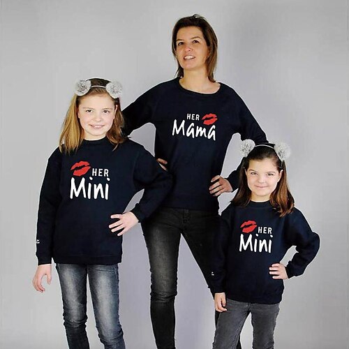 Mommy and Me Tops Letter Daily Print Black Long Sleeve Basic Essential Matching Outfits
Mommy and Me Tops Letter Daily Print Black Long Sleeve Basic Essential Matching Outfits