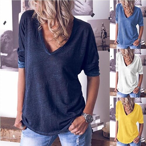 (Large Stock) AliExpress Amazon Wish2020 New Long-Sleeved V-Neck Loose Explosive Solid Color T-Shirt Women
(Large Stock) AliExpress Amazon Wish2020 New Long-Sleeved V-Neck Loose Explosive Solid Color T-Shirt Women