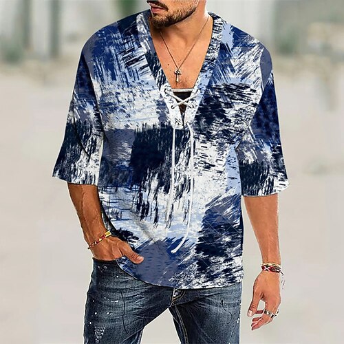 Men's T shirt Tee 3D Print Graphic Patterned V Neck Street Daily Drawstring 3D Half Sleeve Tops Casual Fashion Comfortable Blue / Beach
Men's T shirt Tee 3D Print Graphic Patterned V Neck Street Daily Drawstring 3D Half Sleeve Tops Casual Fashion Comfortable Blue / Beach