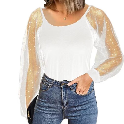 Women's Shirt Plain Daily Weekend Shirt Long Sleeve Patchwork Round Neck Casual Streetwear White Black S
Women's Shirt Plain Daily Weekend Shirt Long Sleeve Patchwork Round Neck Casual Streetwear White Black S