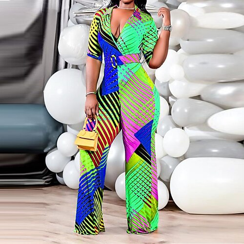 Women's Plus Size Jumpsuit Print Striped Graphic Geometric Casual Streetwear Casual Daily High Full Length Fall Spring Green Purple Yellow L XL XXL 3XL 4XL
Women's Plus Size Jumpsuit Print Striped Graphic Geometric Casual Streetwear Casual Daily High Full Length Fall Spring Green Purple Yellow L XL XXL 3XL 4XL