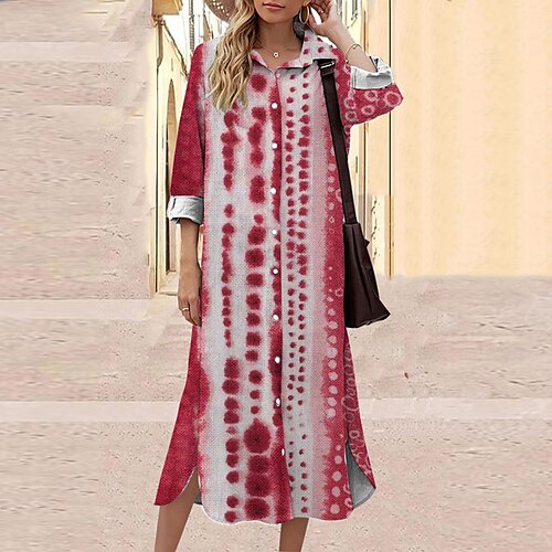 Women's Shift Dress Midi Dress Khaki Red Brown 3/4 Length Sleeve Floral Tie Dye Button Print Fall Spring Shirt Collar Casual Fashion 2022 S M L XL XXL 3XL
Women's Shift Dress Midi Dress Khaki Red Brown 3/4 Length Sleeve Floral Tie Dye Button Print Fall Spring Shirt Collar Casual Fashion 2022 S M L XL XXL 3XL
