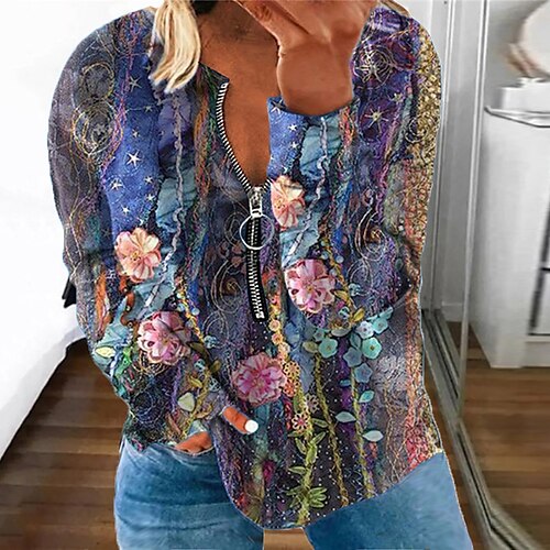 Women's Plus Size Tops Pullover Sweatshirt Floral Zipper Print Long Sleeve Round Neck Streetwear Daily Vacation Polyester Fall Spring Green Blue
Women's Plus Size Tops Pullover Sweatshirt Floral Zipper Print Long Sleeve Round Neck Streetwear Daily Vacation Polyester Fall Spring Green Blue