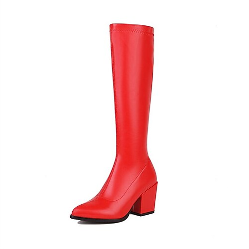 Women's Boots Daily Knee High Boots Winter Chunky Heel Pointed Toe Minimalism PU Leather Zipper Solid Colored Black Red White
Women's Boots Daily Knee High Boots Winter Chunky Heel Pointed Toe Minimalism PU Leather Zipper Solid Colored Black Red White