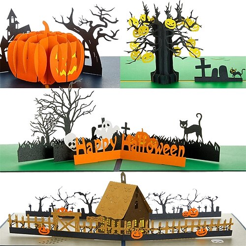 4pcs Halloween Tree Pumpkin Ghost Card 3D Pop-Up Cards Congratulations Cards for Gift Decoration Party 3D with Envelope 125.9 inch Paper
4pcs Halloween Tree Pumpkin Ghost Card 3D Pop-Up Cards Congratulations Cards for Gift Decoration Party 3D with Envelope 125.9 inch Paper