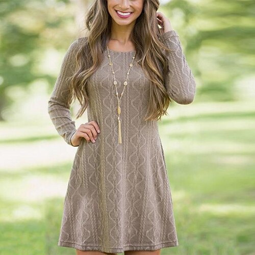 Women's A Line Dress Short Mini Dress Brown Long Sleeve Pure Color Knit Fall Winter Round Neck Elegant Fashion 2022 S M L XL XXL
Women's A Line Dress Short Mini Dress Brown Long Sleeve Pure Color Knit Fall Winter Round Neck Elegant Fashion 2022 S M L XL XXL