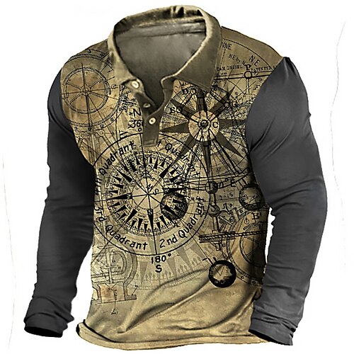 Men's Collar Polo Shirt Golf Shirt Compass Turndown Brown 3D Print Outdoor Street Long Sleeve Button-Down Print Clothing Apparel Fashion Designer Casual Breathable
Men's Collar Polo Shirt Golf Shirt Compass Turndown Brown 3D Print Outdoor Street Long Sleeve Button-Down Print Clothing Apparel Fashion Designer Casual Breathable