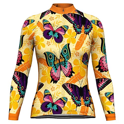 21Grams Women's Cycling Jersey Long Sleeve Bike Jersey Top with 3 Rear Pockets Mountain Bike MTB Road Bike Cycling Breathable Quick Dry Moisture Wicking Yellow Butterfly Spandex Polyester Sports
21Grams Women's Cycling Jersey Long Sleeve Bike Jersey Top with 3 Rear Pockets Mountain Bike MTB Road Bike Cycling Breathable Quick Dry Moisture Wicking Yellow Butterfly Spandex Polyester Sports