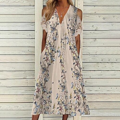 Women's A Line Dress Midi Dress Blue Gray Pink Short Sleeve Floral Pocket Cold Shoulder Print Spring Summer V Neck Stylish Casual 2022 S M L XL XXL 3XL
Women's A Line Dress Midi Dress Blue Gray Pink Short Sleeve Floral Pocket Cold Shoulder Print Spring Summer V Neck Stylish Casual 2022 S M L XL XXL 3XL