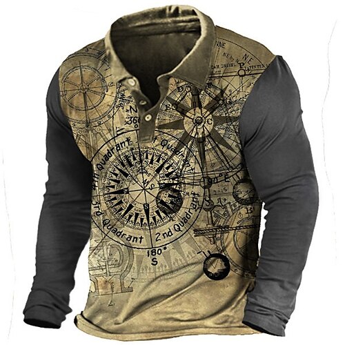 Men's Collar Polo Shirt Golf Shirt Compass Turndown Khaki 3D Print Outdoor Street Long Sleeve Button-Down Print Clothing Apparel Fashion Casual Breathable
Men's Collar Polo Shirt Golf Shirt Compass Turndown Khaki 3D Print Outdoor Street Long Sleeve Button-Down Print Clothing Apparel Fashion Casual Breathable