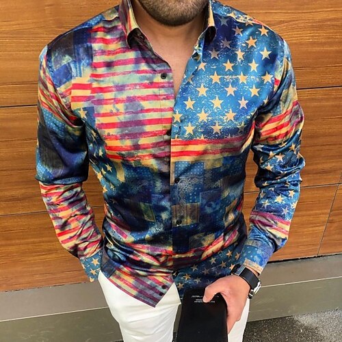 Men's Shirt 3D Print National Flag Turndown Street Casual Button-Down Print Long Sleeve Tops Casual Fashion Breathable Blue
Men's Shirt 3D Print National Flag Turndown Street Casual Button-Down Print Long Sleeve Tops Casual Fashion Breathable Blue