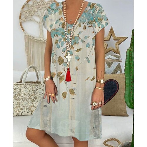 Women's Shift Dress Knee Length Dress Green White Short Sleeve Floral Print Spring Summer V Neck Casual Vacation 2022 S M L XL XXL 3XL
Women's Shift Dress Knee Length Dress Green White Short Sleeve Floral Print Spring Summer V Neck Casual Vacation 2022 S M L XL XXL 3XL