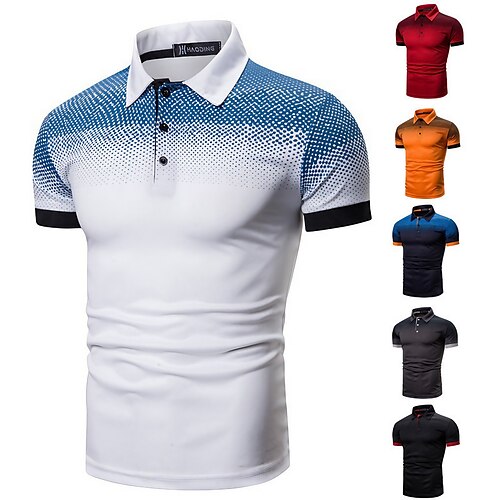

Men's Golf Shirt Tennis Shirt Quick Dry Moisture Wicking Lightweight Short Sleeve T Shirt Top Slim Fit Gradient Color Summer Tennis Golf Running