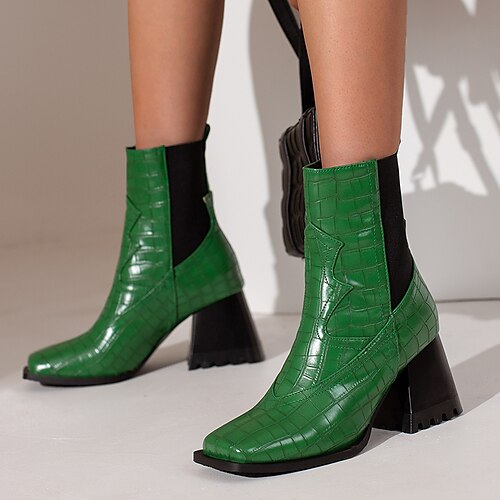 Women's Boots Chelsea Boots Booties Ankle Boots Chunky Heel Square Toe Preppy Party Daily Patent Leather Elastic Band Fall Winter Solid Colored Color Block Black / White Black Green
Women's Boots Chelsea Boots Booties Ankle Boots Chunky Heel Square Toe Preppy Party Daily Patent Leather Elastic Band Fall Winter Solid Colored Color Block Black / White Black Green