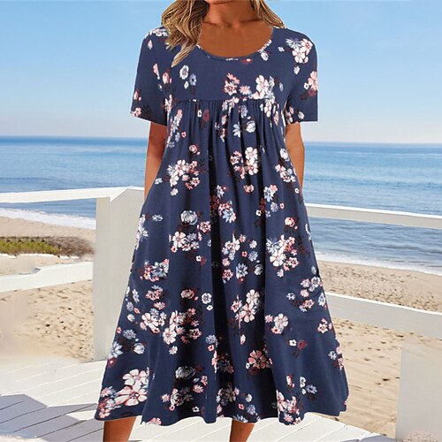 Women's A Line Dress Maxi long Dress Dark Blue Short Sleeve Floral Pocket Print Spring Summer Crew Neck Stylish Casual Fashion 2022 S M L XL XXL
Women's A Line Dress Maxi long Dress Dark Blue Short Sleeve Floral Pocket Print Spring Summer Crew Neck Stylish Casual Fashion 2022 S M L XL XXL