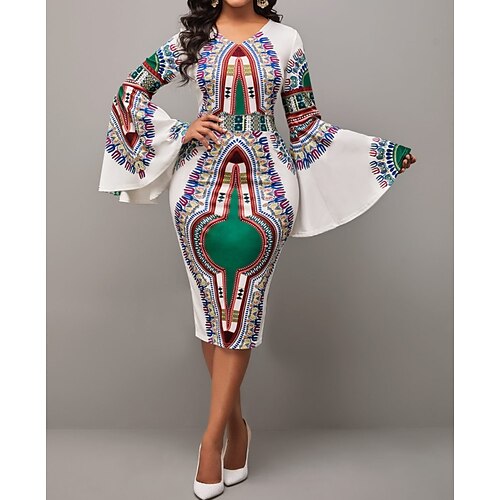 Women's Bodycon Midi Dress White Long Sleeve Print Patchwork Print Fall Spring V Neck Elegant Fashion Modern 2022 S M L XL XXL
Women's Bodycon Midi Dress White Long Sleeve Print Patchwork Print Fall Spring V Neck Elegant Fashion Modern 2022 S M L XL XXL