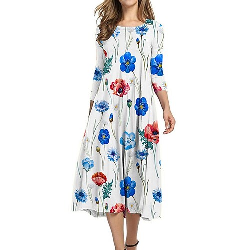 Women's Shift Dress Midi Dress Blue 3/4 Length Sleeve Floral Ruched Print Fall Spring Round Neck Casual Vacation 2022 S M L XL XXL 3XL
Women's Shift Dress Midi Dress Blue 3/4 Length Sleeve Floral Ruched Print Fall Spring Round Neck Casual Vacation 2022 S M L XL XXL 3XL