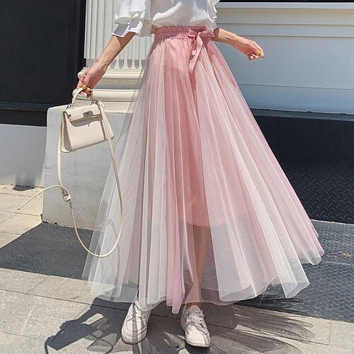 Women's Fashion Swing Skirts Casual Daily Weekend Organza Color Block Tulle Black Blue Gray One-Size / Maxi / Pleated / Loose
Women's Fashion Swing Skirts Casual Daily Weekend Organza Color Block Tulle Black Blue Gray One-Size / Maxi / Pleated / Loose