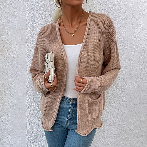 Women's Cardigan Sweater Jumper Knit Pocket Knitted Solid Color V Neck Stylish Casual Daily Going out Fall Winter Khaki S M L / Long Sleeve / Regular Fit
Women's Cardigan Sweater Jumper Knit Pocket Knitted Solid Color V Neck Stylish Casual Daily Going out Fall Winter Khaki S M L / Long Sleeve / Regular Fit
