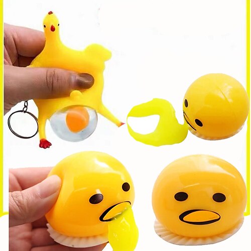 

Vomiting Egg Yolk Anti Stress Toys Lazy Yolk Brother Decompression Slime Creative Prank Gifts For Kids Funny Toys Funny Chicken Egg Laying Hens Crowded Stress Ball Keychain Creative Funny Sp