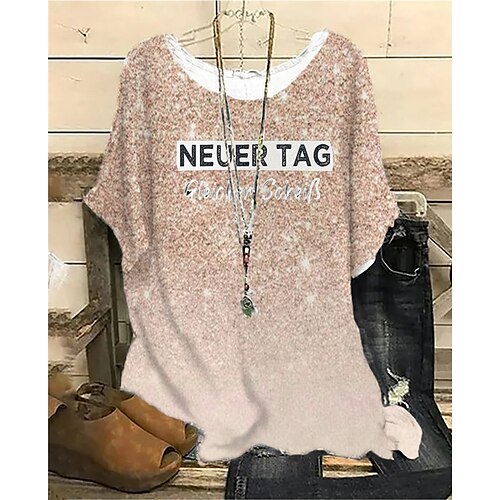 Women's Plus Size Tops Blouse Shirt Color Gradient Letter Print Short Sleeve Crewneck Streetwear Daily Vacation Polyester Spring Summer Blue Gold
Women's Plus Size Tops Blouse Shirt Color Gradient Letter Print Short Sleeve Crewneck Streetwear Daily Vacation Polyester Spring Summer Blue Gold