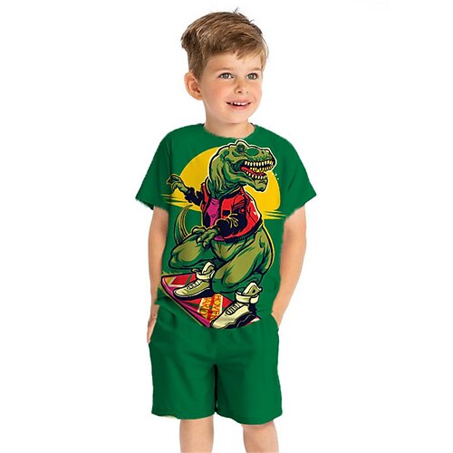 Kids Boys T-shirt & Shorts Clothing Set 2 Pieces Short Sleeve Green Dinosaur Animal Crewneck Print Street Sports Vacation Fashion Comfort Cool Daily 3-13 Years
Kids Boys T-shirt & Shorts Clothing Set 2 Pieces Short Sleeve Green Dinosaur Animal Crewneck Print Street Sports Vacation Fashion Comfort Cool Daily 3-13 Years