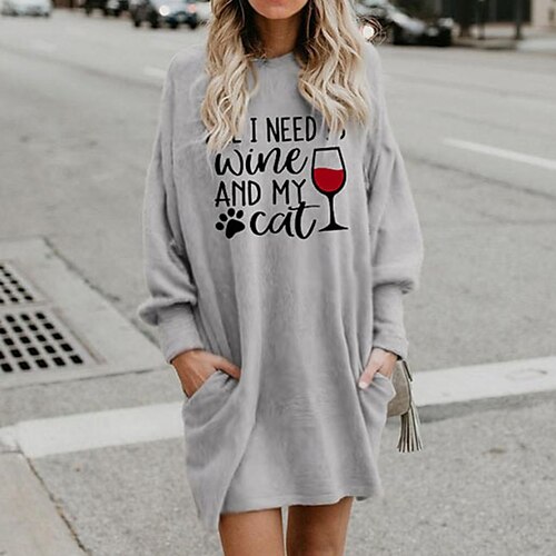 Women's Shift Dress Short Mini Dress Gray Long Sleeve Letter Pocket Print Fall Winter Hooded Casual 2022 S M L XL XXL 3XL
Women's Shift Dress Short Mini Dress Gray Long Sleeve Letter Pocket Print Fall Winter Hooded Casual 2022 S M L XL XXL 3XL
