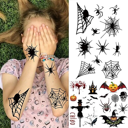 3 pcs Black Spider Temporary Tattoos For Kids Children Realistic Fake Bat Scarecrow Skull Tatoos DIY Small Tattoo Stickers
3 pcs Black Spider Temporary Tattoos For Kids Children Realistic Fake Bat Scarecrow Skull Tatoos DIY Small Tattoo Stickers
