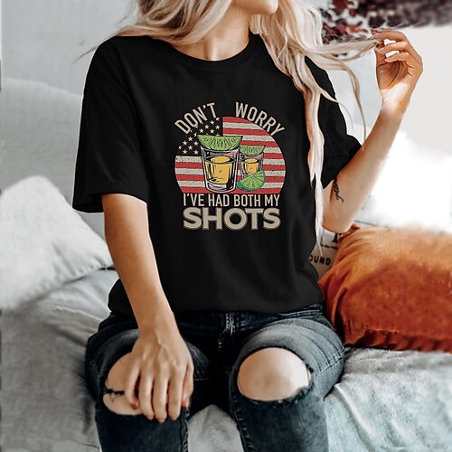 Women's T shirt Tee Text American Flag Casual Weekend Independence Day Painting T shirt Tee Short Sleeve Print Round Neck Basic Essential Black Navy Blue S
Women's T shirt Tee Text American Flag Casual Weekend Independence Day Painting T shirt Tee Short Sleeve Print Round Neck Basic Essential Black Navy Blue S