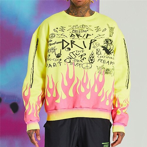 Men's Sweatshirt Graphic Patterned Flame Letter Print Daily Sports Streetwear 3D Print Casual Big and Tall Hoodies Sweatshirts Long Sleeve Yellow / Spring / Summer
Men's Sweatshirt Graphic Patterned Flame Letter Print Daily Sports Streetwear 3D Print Casual Big and Tall Hoodies Sweatshirts Long Sleeve Yellow / Spring / Summer