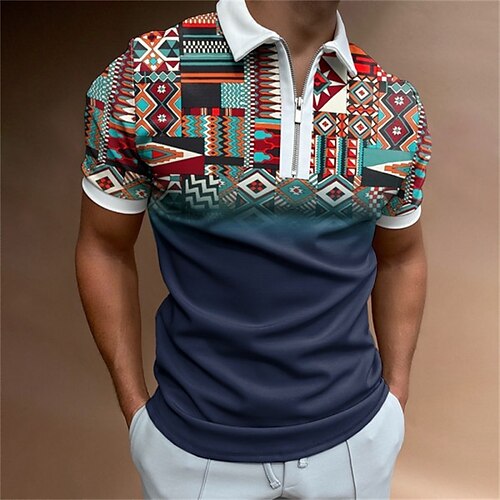 Men's Collar Polo Shirt Golf Shirt Graphic Turndown Navy Blue 3D Print Street Daily Short Sleeve Zipper 3D Clothing Apparel Fashion Casual Breathable Comfortable / Beach
Men's Collar Polo Shirt Golf Shirt Graphic Turndown Navy Blue 3D Print Street Daily Short Sleeve Zipper 3D Clothing Apparel Fashion Casual Breathable Comfortable / Beach
