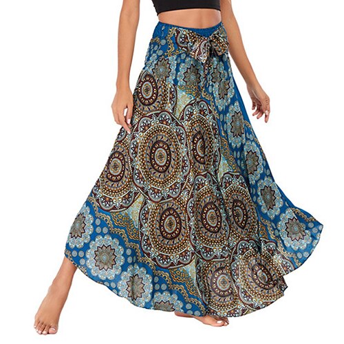 

Women's Skirt Swing Maxi Viscose Green Blue Wine Brown Skirts Summer Asymmetric Hem Fashion Boho Casual Daily Weekend One-Size / Loose Fit