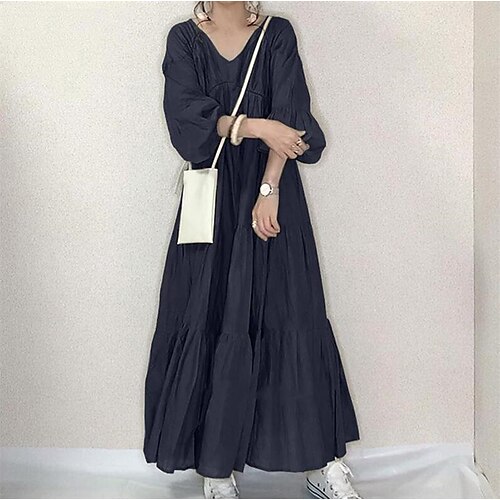 Women's Kaftan Dress Maxi long Dress Blue Army Green Brown Long Sleeve Pure Color Ruched Ruffle Spring Summer V Neck Casual 2022 S M L XL XXL 3XL 4XL 5XL
Women's Kaftan Dress Maxi long Dress Blue Army Green Brown Long Sleeve Pure Color Ruched Ruffle Spring Summer V Neck Casual 2022 S M L XL XXL 3XL 4XL 5XL