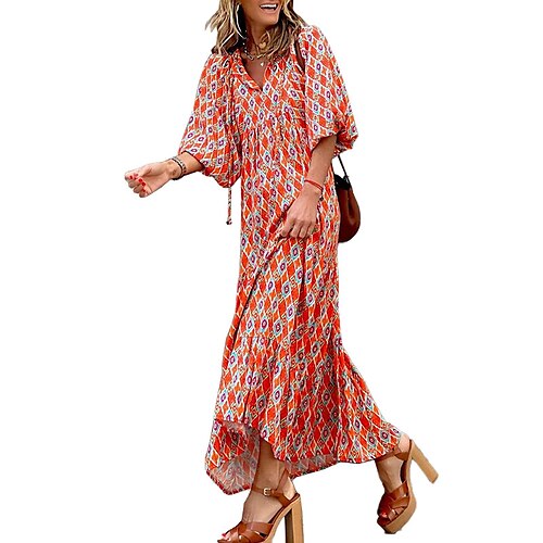 Women's A Line Dress Maxi long Dress Purple Fuchsia Orange Half Sleeve Floral Print Spring Summer V Neck Casual Lantern Sleeve 2022 S M L XL
Women's A Line Dress Maxi long Dress Purple Fuchsia Orange Half Sleeve Floral Print Spring Summer V Neck Casual Lantern Sleeve 2022 S M L XL