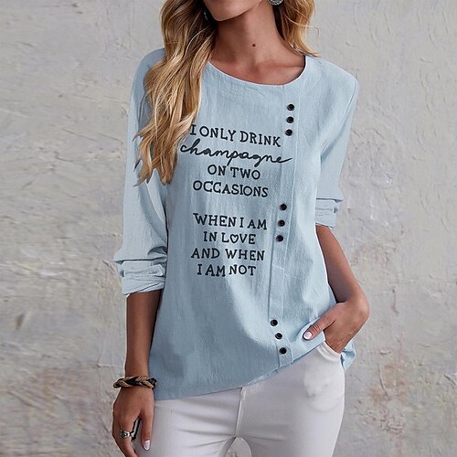 Women's T shirt Tee Text Casual Weekend Painting T shirt Tee Long Sleeve Print Round Neck Basic Essential Blue Navy Blue Beige S
Women's T shirt Tee Text Casual Weekend Painting T shirt Tee Long Sleeve Print Round Neck Basic Essential Blue Navy Blue Beige S