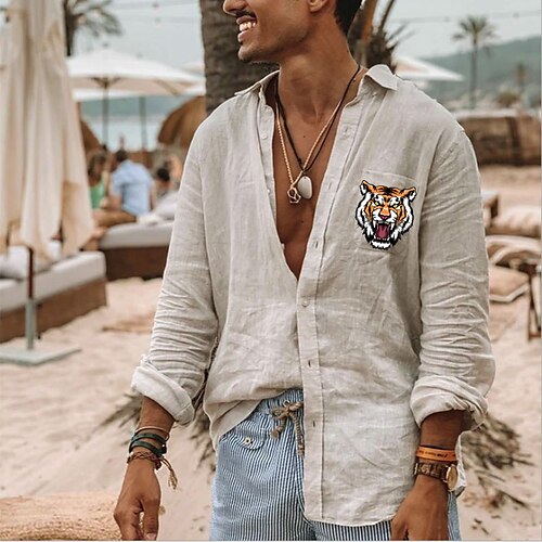 Men's Shirt Graphic Patterned Solid Color Tiger Turndown Casual Daily Button-Down Print Long Sleeve Tops Casual Exaggerated Green White
Men's Shirt Graphic Patterned Solid Color Tiger Turndown Casual Daily Button-Down Print Long Sleeve Tops Casual Exaggerated Green White