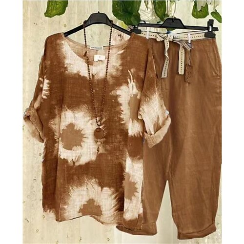 Women's Plus Size Tops Plus Size Set Tie Dye Drawstring Print 3/4 Length Sleeve Crewneck Streetwear Daily Going out Polyester Fall Spring Black Blue
Women's Plus Size Tops Plus Size Set Tie Dye Drawstring Print 3/4 Length Sleeve Crewneck Streetwear Daily Going out Polyester Fall Spring Black Blue