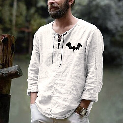 Men's Shirt Graphic Patterned Solid Color Bat V Neck Casual Daily Drawstring Long Sleeve Tops Casual Exaggerated White Black Blue
Men's Shirt Graphic Patterned Solid Color Bat V Neck Casual Daily Drawstring Long Sleeve Tops Casual Exaggerated White Black Blue