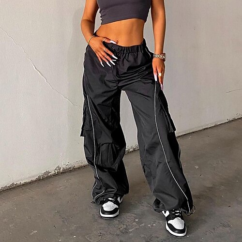 Women's Cargo Pants Pants Trousers Parachute Pants Black Mid Waist Fashion Casual Weekend Micro-elastic Full Length Comfort Plain S M L / Loose Fit
Women's Cargo Pants Pants Trousers Parachute Pants Black Mid Waist Fashion Casual Weekend Micro-elastic Full Length Comfort Plain S M L / Loose Fit