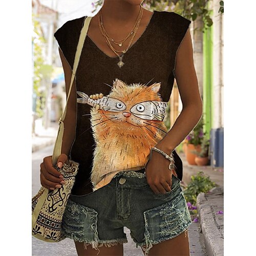 Women's Tank Top Cat Fish Daily Weekend 3D Cat Tank Top Camis Sleeveless Print V Neck Casual Streetwear Brown S / 3D Print
Women's Tank Top Cat Fish Daily Weekend 3D Cat Tank Top Camis Sleeveless Print V Neck Casual Streetwear Brown S / 3D Print