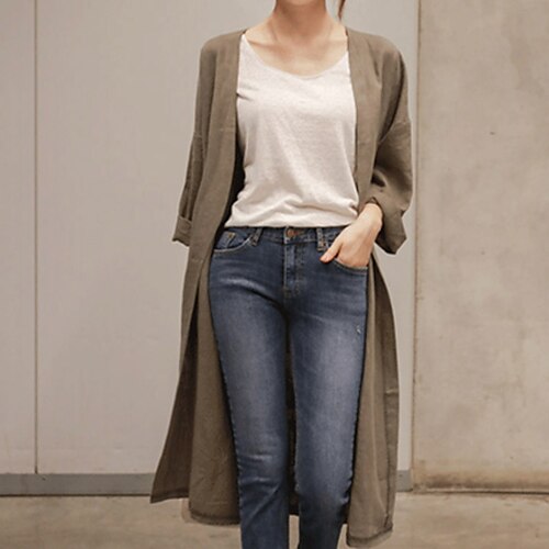 Per donna Trench Esterno Strada Per uscire Primavera Autunno Lungo Cappotto Standard Traspirante Streetwear Informale Giacca Manica lunga Tinta unica Protezione UV Cachi Blu marino
Per donna Trench Esterno Strada Per uscire Primavera Autunno Lungo Cappotto Standard Traspirante Streetwear Informale Giacca Manica lunga Tinta unica Protezione UV Cachi Blu marino