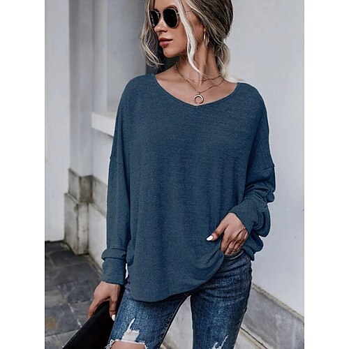Women's T shirt Tee Blue Purple Khaki Plain Long Sleeve Casual Weekend Basic V Neck Regular Cotton Loose Fit S
Women's T shirt Tee Blue Purple Khaki Plain Long Sleeve Casual Weekend Basic V Neck Regular Cotton Loose Fit S