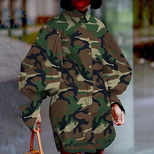 Women's Plus Size Tops Blouse Shirt Camouflage Print Long Sleeve Shirt Collar Streetwear Daily Going out Cotton Fall Spring Green
Women's Plus Size Tops Blouse Shirt Camouflage Print Long Sleeve Shirt Collar Streetwear Daily Going out Cotton Fall Spring Green