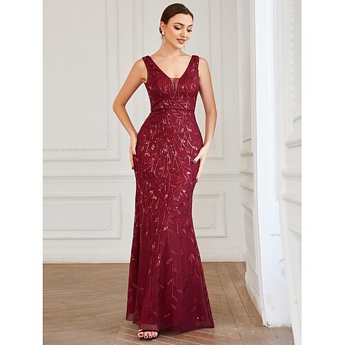 Mermaid / Trumpet Bridesmaid Dress V Neck Sleeveless Sexy Floor Length Sequined with Sequin 2022
Mermaid / Trumpet Bridesmaid Dress V Neck Sleeveless Sexy Floor Length Sequined with Sequin 2022