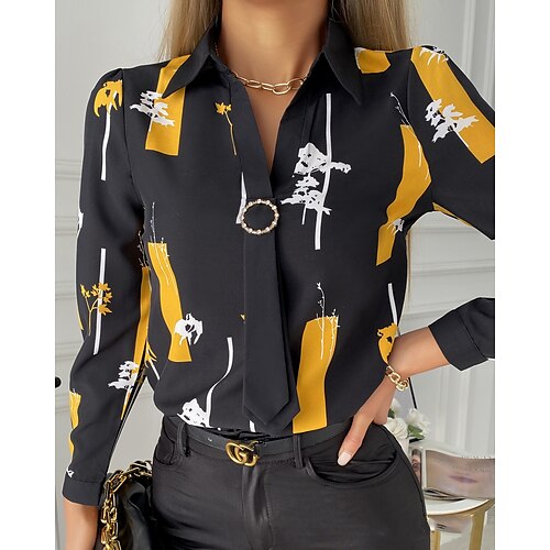 Women's Blouse Graphic Patterned Daily Work Weekend Blouse Shirt Long Sleeve Print Shirt Collar Casual Streetwear White Black Blue S / 3D Print
Women's Blouse Graphic Patterned Daily Work Weekend Blouse Shirt Long Sleeve Print Shirt Collar Casual Streetwear White Black Blue S / 3D Print