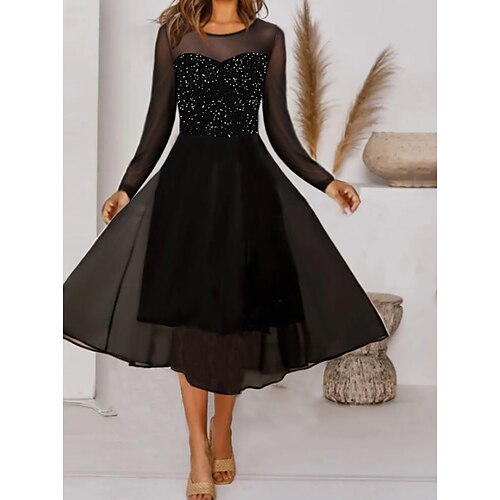 Women's A Line Dress Midi Dress Black Long Sleeve Pure Color Sequins Ruched Spring Summer Crew Neck Stylish Elegant 2022 3XL
Women's A Line Dress Midi Dress Black Long Sleeve Pure Color Sequins Ruched Spring Summer Crew Neck Stylish Elegant 2022 3XL